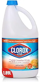 Clorox Liquid Bleach 1.89L, Orange Scent New Fragrance Experience, Kills 99.9% of Viruses and Bacteria, Cleans and Disinfects