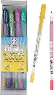 SAKURA Gelly Roll Metallic Gel Pens - Pens for Scrapbook, Journals, or Drawing - Colored Metallic Ink - Medium Line - 16 Pack