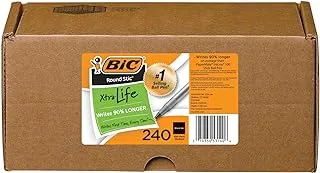 قلم جاف Bic Round Stic Xtra Life Ball ، متوسط ​​النقطة (1.0 ملم) ، أسود ، 240 قطعة (عبوة من 1)