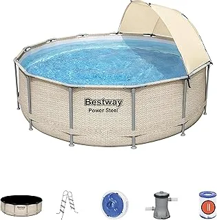 Bestway Pool Set Power Steel Round Pool Set With Canopy, 5614V, 13 x 42 inches/3.96m x 1.07m