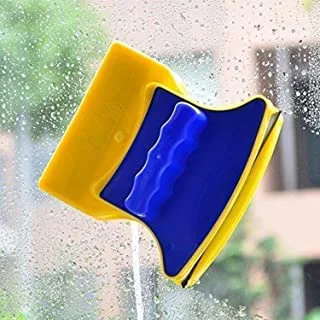 Magnetic Window Cleaner, Window Cleaning Tool, Magnetic Window Cleaner Double Sided, Window Double Sided Cleaner with 2 Extra Cleaning Cotton Squeegee (Multicolour, Standard)