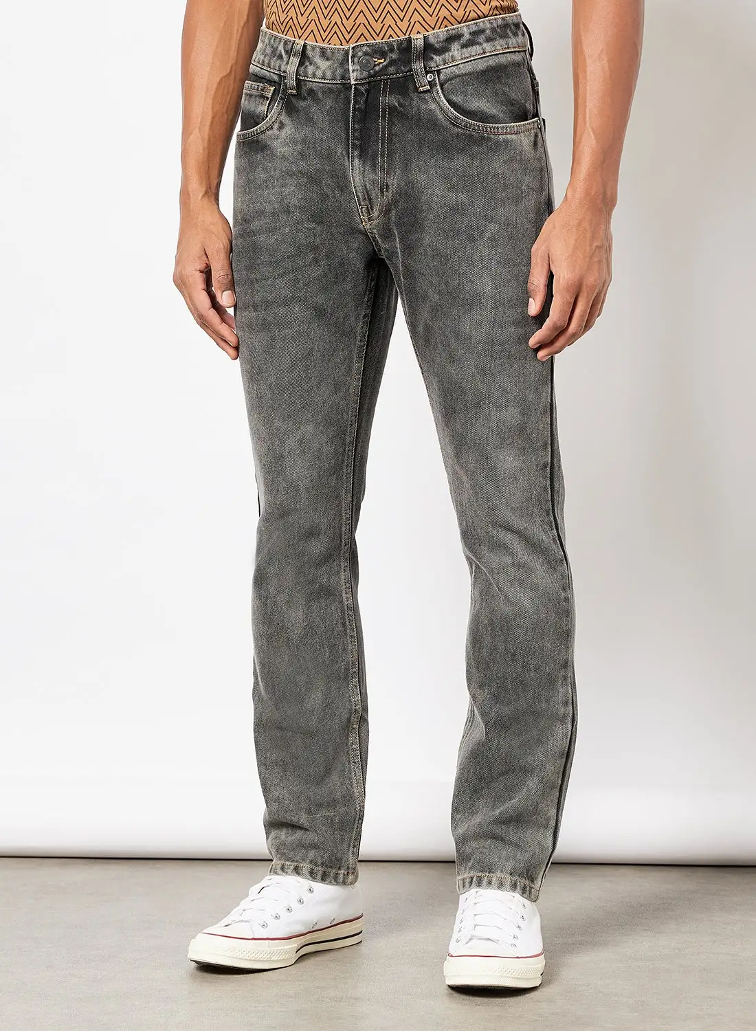 QUWA Washed Slim Fit Jeans Grey