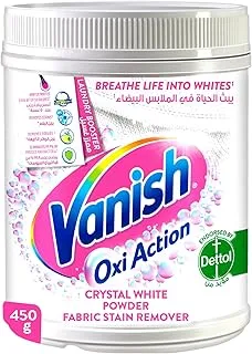 Vanish Stain Remover Oxi Action Powder for Whites, Can be Used With and Without Detergents, Additives & Fabric Softeners, 450 g