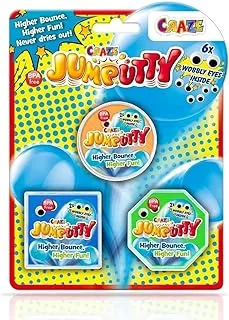 CRAZE JUMPUTTY Springknete Hpfknete Bunte Kinderknete Knetmasse 4X 15 g Jump Knete Kinderparty Mitgebsel 21200 Jumputy Clay 4 x 15 Putty Children's Party Bag, 4 Colours