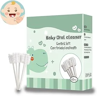 Mumoo Bear Baby Tongue Cleaner, Baby Toothbrush, Toothbrush Infant Upgrade Gum Cleaner with Paper Handle for Babies Soft Gauze for 0-36 Month Baby [60-Pack]