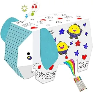 Eazy Kids Diy Doodle | Color & Paint | Art And Craft | 100% Recycled Paper | Birthday Gifts | Set Of 6 Sketch Pen | Elephant With Music And Light | 3Years+ |Multicolor