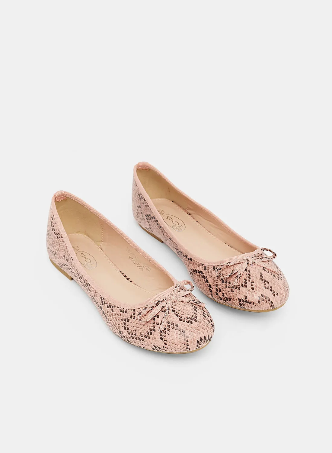 Spot-On Snakeskin Print Ballerinas