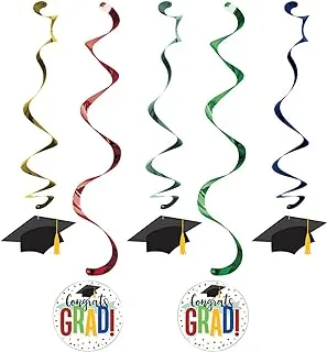 Creative Converting Colorful Graduation Dizzy Danglers, 5 Ct