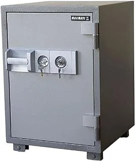 Mahmayi Secure 105 Fire Safe With 2 Key Locks And Shelves Compartment Fireproof & Waterproof, Heavy duty Box - (Grey)