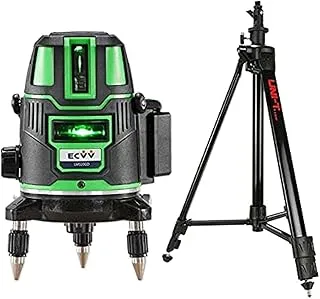 ECVV 2 Lines Green Laser Level with Tripod Self-leveling Cross Marking Instrument 1.5M Aluminum Alloy Tripod with 180 Degree Adapter