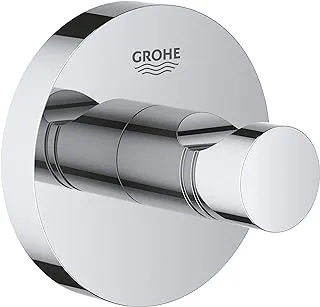 GROHE Essentials Robe Hook | Bathroom Wall Mounted Shower Towel Hanger | Metal | Concealed Fastening | Bath | Bathroom | Accessories | Chrome, 40364001