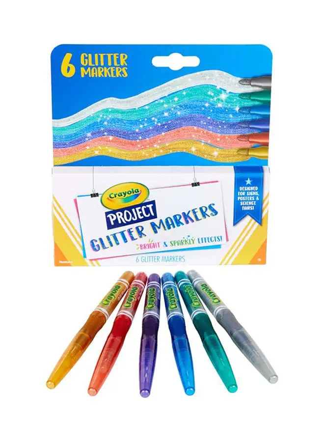 Crayola 6 Count Glitter Markers 16.21x14.92x1.27cm