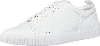 HUGO Boss Men's Leather Sneakers with Rubber Sole, White, 10