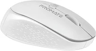 Promate 2.4G Wireless Mouse, Professional Precision Tracking Comfort Grip Mouse with USB Nano Receiver, 10m Range, 800/1200/1600 DPI Switch and 4 Functional Buttons for Mac OS, Windows, Tracker White