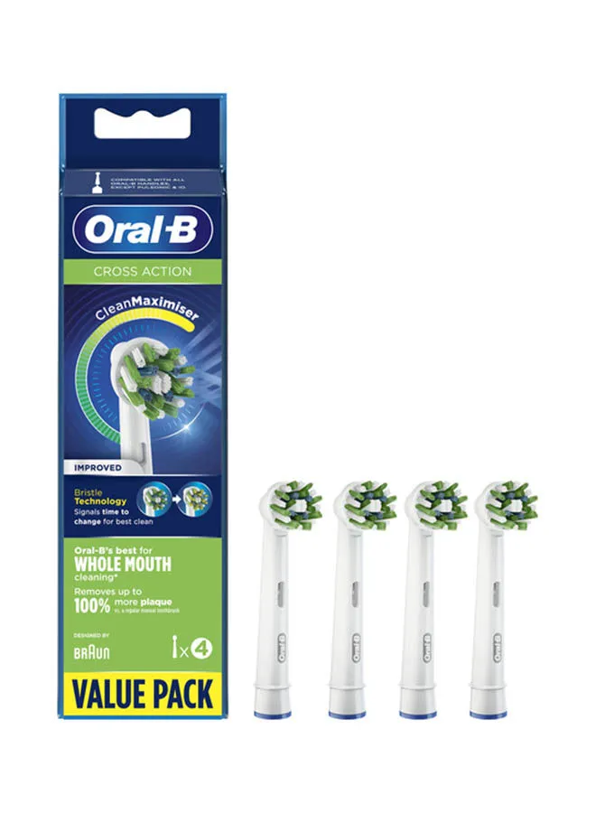 Oral B 4-Piece Cross Action Replacement Brush Heads White