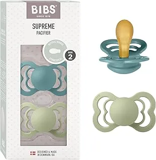 Bibs Supreme Latex Pacifier for 6+ Months Toddlers 2-Pieces, Size 2, Island Sea/Sage