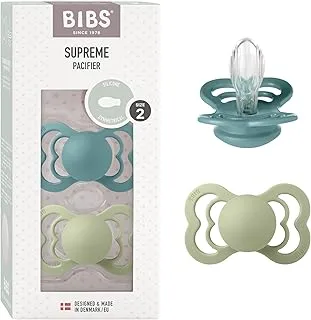 Bibs Supreme Silicone Pacifier for 6+ Months Toddlers 2-Pieces, Size 2, Island Sea/Sage