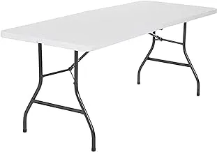 Showay Multi-Functional Adjustable Folding Table Portable Plastic Picnic Party Camping Table Indoor Outdoor, Size 180X74X74Cm, Maple, Off-White