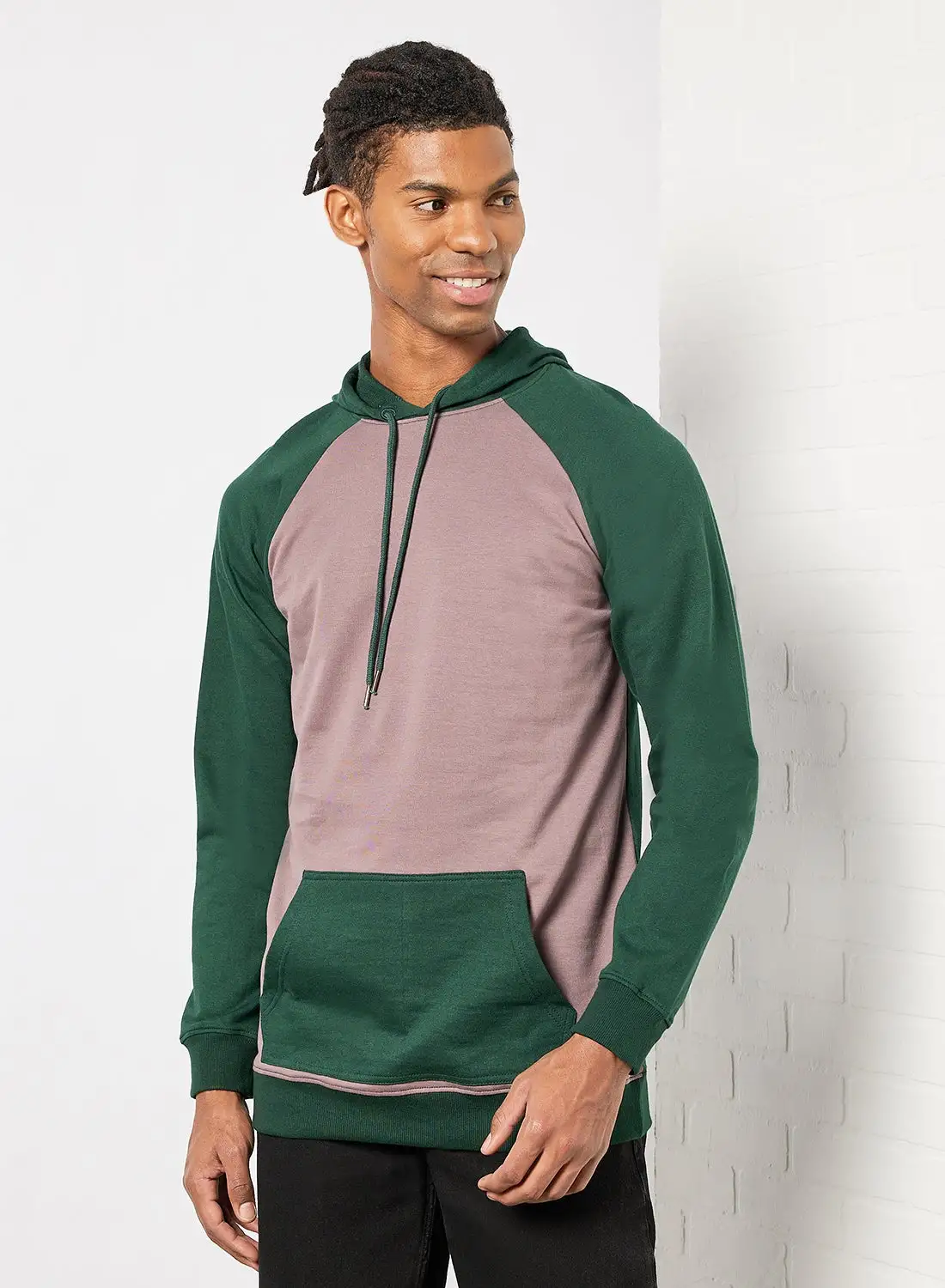 QUWA Cut And Sew Sweatshirt Green