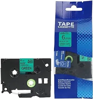 SKY 6 mm x 8 meter Compatible TZe Label Tape Cartridge for P-Touch Label Printers (Black on Green)