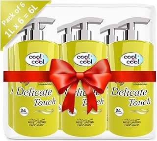 Cool & Cool Delicate Touch Moisturizing Hand Wash 1 Liter (Pack of 6)- Aromatic, Soft & Creamy Formula for Refreshing Cleanliness 6 Liters