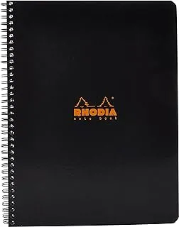 دفتر ملاحظات سلكي من Rhodia مقاس 8.8 X11.75 إنش ، شبكة سوداء ، ساتان