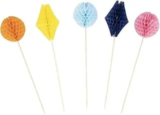 Hema Long Toothpick for Cake Decoration with Round and Diamond Shaped Honeycombs 5-Pack, Multicolor