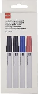 Hema Permanent Markers 4 Pack, Multicolour