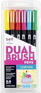 Tombow 56225 Dual Brush Pen Art Markers Celebration 6-Pack