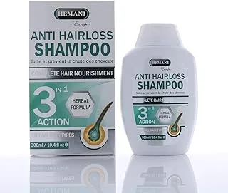 HEMANI Anti Hair Loss Shampoo-300ml, Shampoo With 3 In 1 Action, Helps To Grow Healthier And Stronger Hairs, Prevent Hair Loss. Suitable for all hair types.