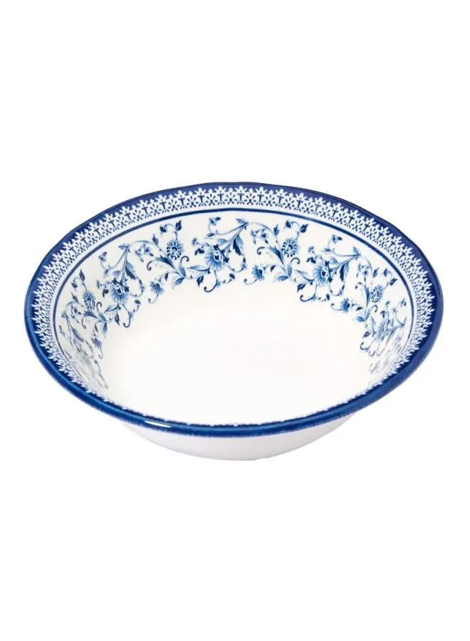 Claytan Floral Printed Cereal Bowl White/Blue 15.8cm