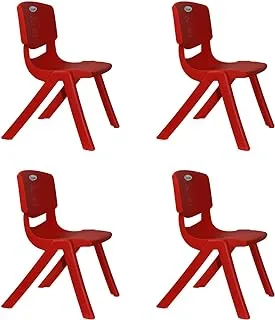 Esqube Baby Chair Kids Plastic School Study Chair Red Color Pack Of 4