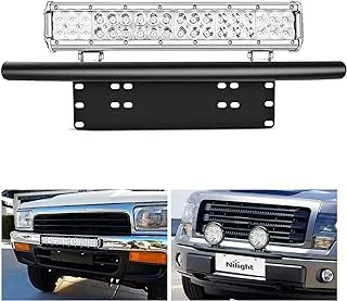 Nilight - 90021B Led Light Bar Mounting Bracket Front License Plate Frame Bracket License Plate Mounting Bracket Holder For Off-Road Lights Led Work Lamps Lighting Bars, 2 Years Warranty