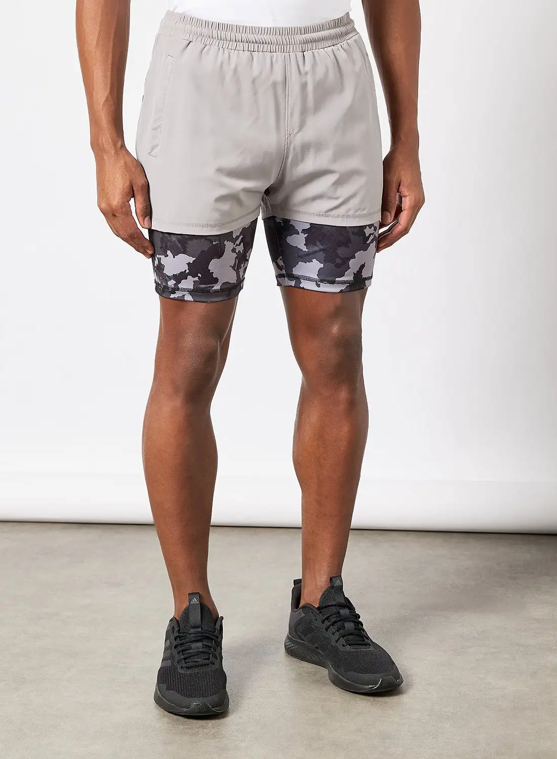 Athletiq Essential Sports Running Shorts Grey Marl