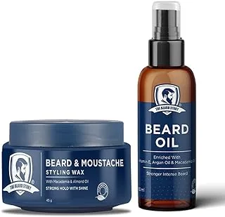 The Beard Story Beard Oil- 50 Ml, Protect & Care Beard Styling Wax-45 G, 100% Hold, 100% Shine, Pack Of 2