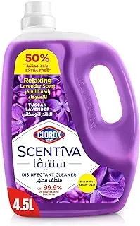 Clorox Scentiva Multipurpose Disinfectant Floor Cleaner, Tuscan Lavender, 4.5L, 50% Extra Free