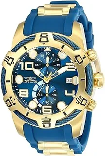 Invicta Men's Bolt 50Mm Stainless Steel And Silicone Chronograph Quartz Watch, Blue/Gold (Model: 24217)