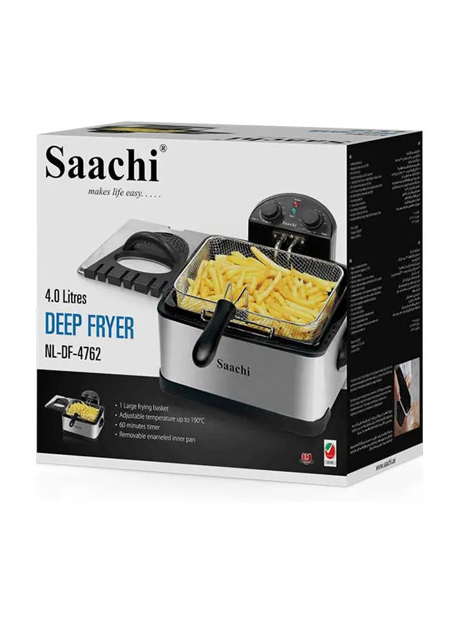 Saachi Deep Fryer with Stainless Steel Body, Removable Inner Pan, Adjustable Timer and Temperature Control 4 L 2000 W NL-DF-4762-ST Silver/Black