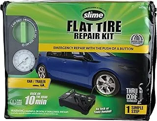 Slime 50122 Flat Tire Puncture Emergency Kit, Includes Sealant And Inflator Pump, Analog, Suitable For Cars Other Highway Vehicles, 10 Min Fix