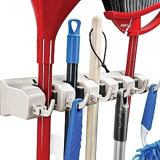 Home-It It Mop And Broom Holder, 5 Position With 6 Hooks Garage Storage Holds Up To 11 Tools, Solutions For Holders, Systems Organizer Shelving Ideas