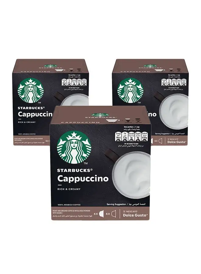 Starbucks Nescafe Dolce Gusto Coffee Pods Cappuccino 120grams Pack of 3