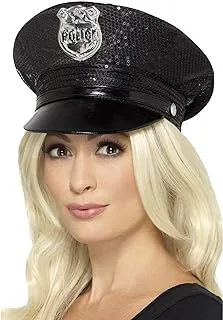 Smiffy'S Fever Sequin Police Hat, Black/Clear, 46988