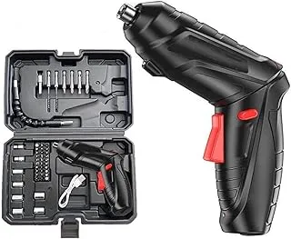 Sky-Touch Electric Screwdriver Set, 47 In 1 Usb Rechargeable Screwdriver Gun Twistable Handle, 3.6V Drill Screwdriver Bits Set With Built-In Led, 1800Mah Black