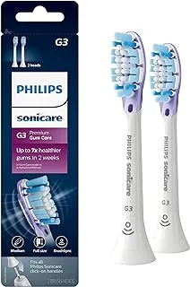 Philips Sonicare Genuine G3 Premium Gum Care Replacement Toothbrush Heads, 2 Brush White, HX9052/65