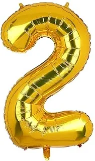 RGLT 2 Gold Number Balloons 32inch Helium Birthday Balloons Foil Mylar Digital Balloons for Birthday Engagement Wedding Bridal Shower Anniversary, 2G