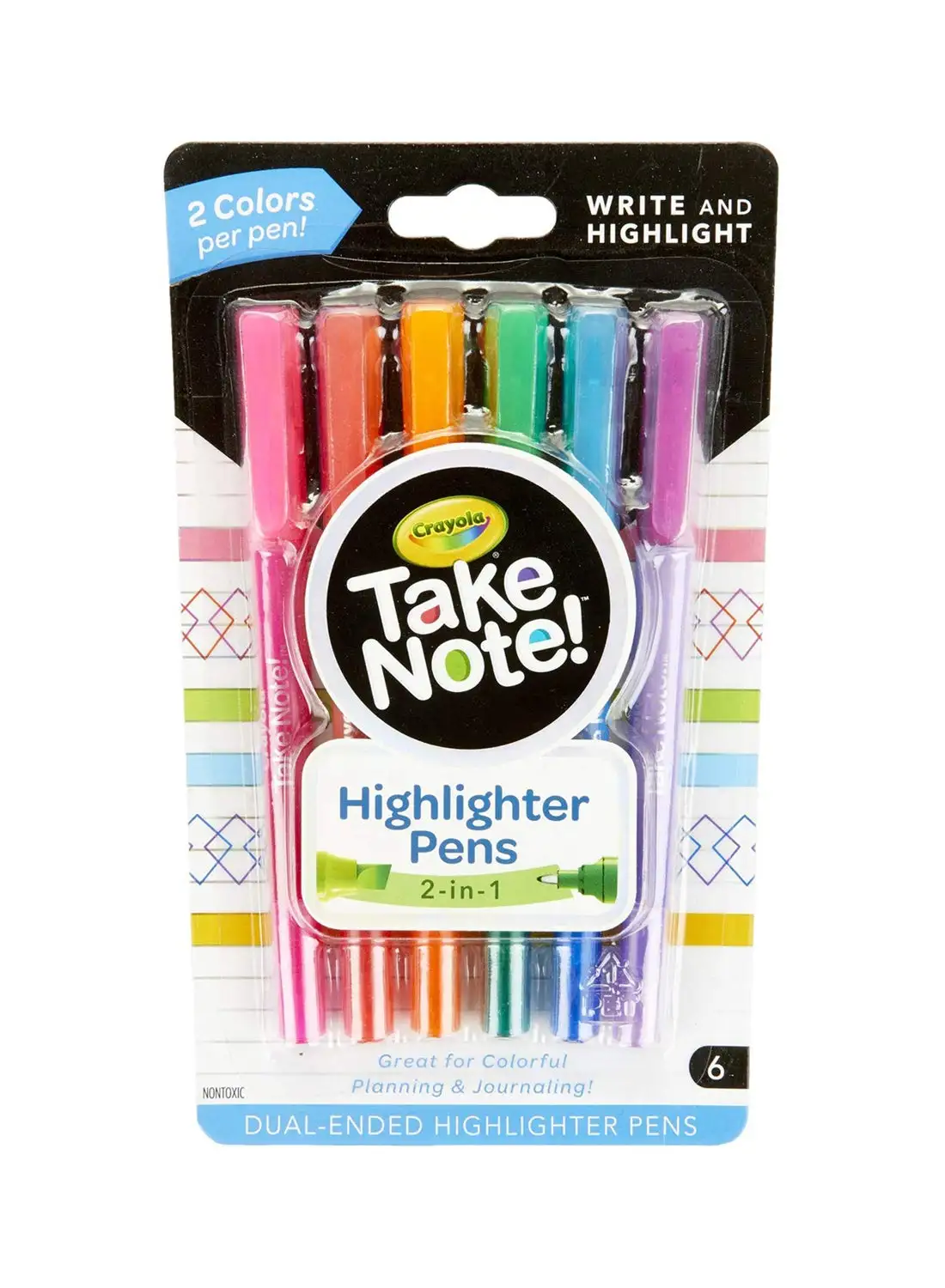 Crayola Crayola - 6 Ct. Take Note! Dual-Ended Highlighter Pens 19.4X12X1.5cm