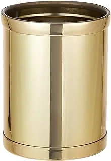 Kraftware Mylar Round Wastebasket, 8 Quart, Polished Brass Color