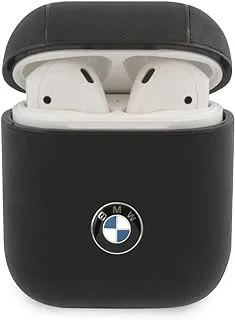 CG Mobile BMW Signature Collection PC Leather Case with Metal Logo for Airpods 1/2 - Black