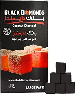 BLACK DIAMONDS 1 Kg COCONUT SHELL CHARCOAL CUBES FOR SHISHA AND BAKHOUR / 96 PEICES/LONG LASTING/PREMIUM QUALITY