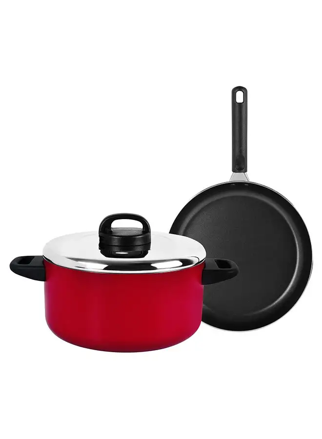 Prestige 3-Piece Classicique Set Cassarole + Frypan Red 24+26cm